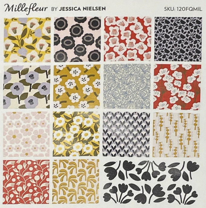 FAT QUARTER Bundle of Millefleur by Paintbrush Studios, Modern Fabric, Quilting Cotton, Beautiful Bold Floral Fabric - Easy Piecy Quilts