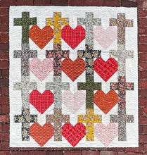 Load image into Gallery viewer, "Yes He Loves Me" Crosses and Hearts Quilt Pattern Paper Print Version - Easy Piecy Quilts