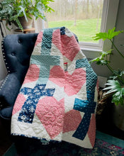 Load image into Gallery viewer, "Yes He Loves Me" Crosses and Hearts Quilt Pattern Paper Print Version - Easy Piecy Quilts