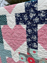 Load image into Gallery viewer, "Yes He Loves Me" Crosses and Hearts Quilt Pattern Paper Print Version - Easy Piecy Quilts