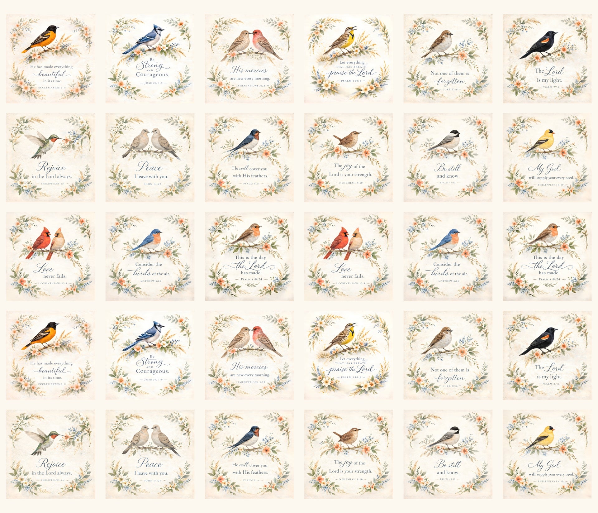 Songbirds & Scriptures Fabric Panel