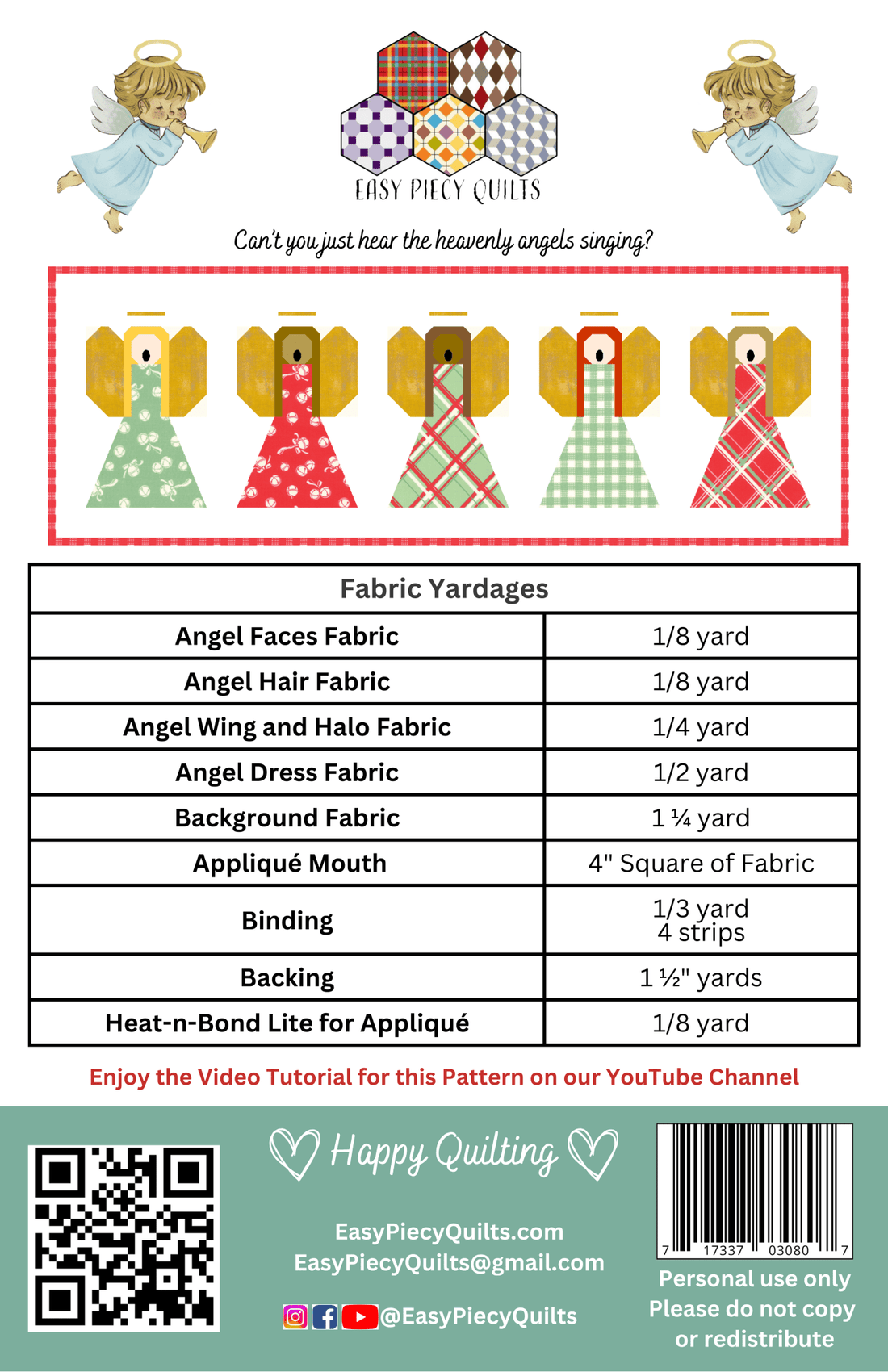 Angelic Choir Table Runner Pattern