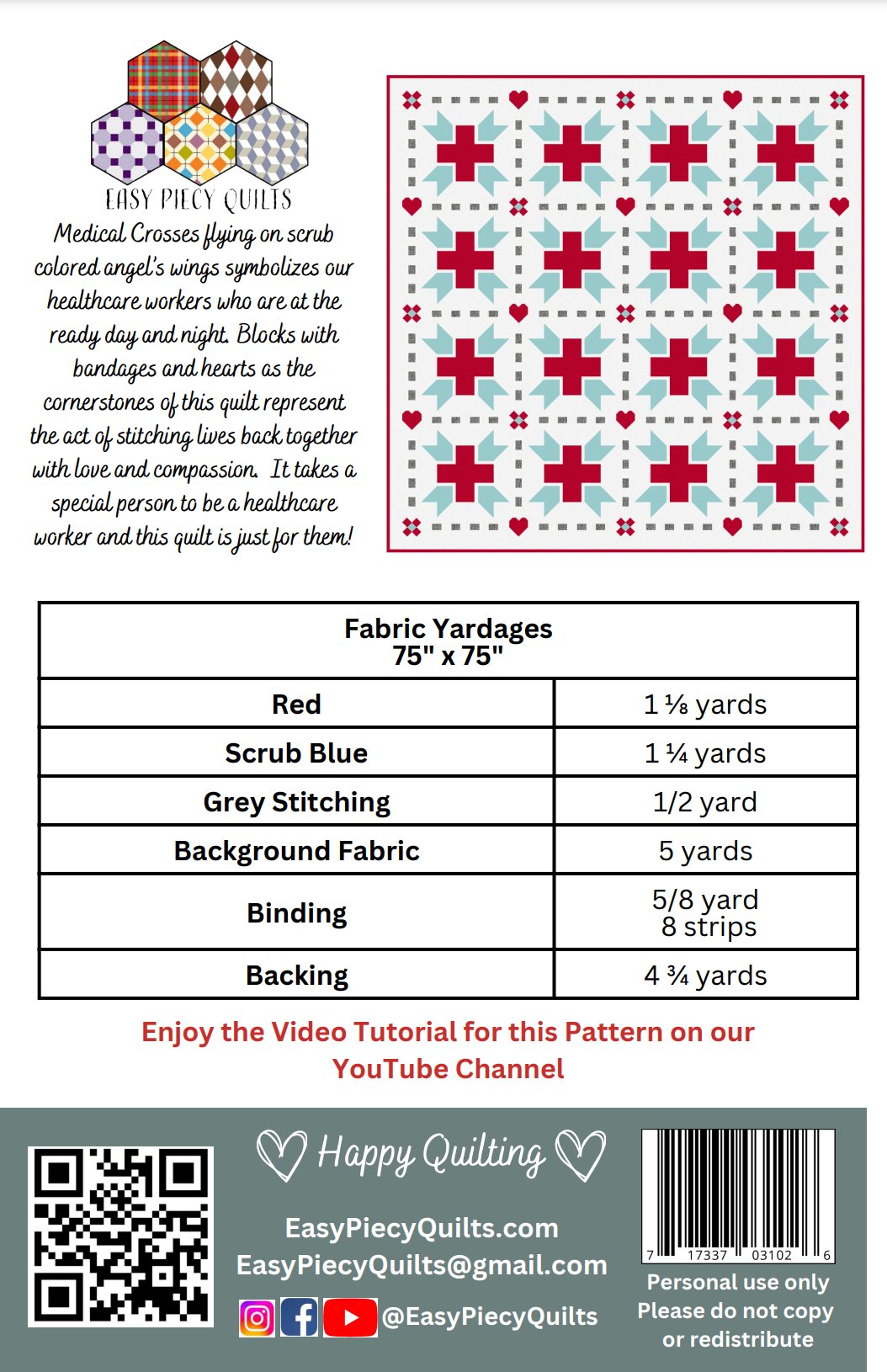Angels Wear Scrubs Quilt Pattern - Easy Piecy Quilts