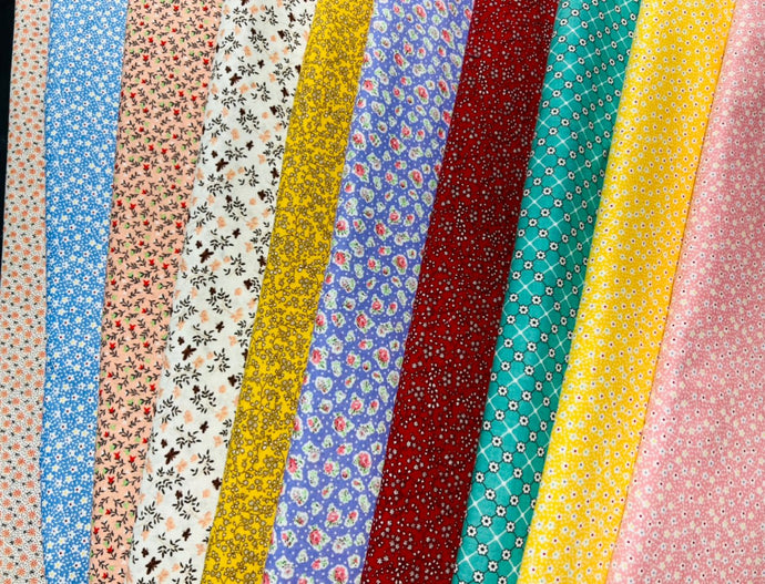 Assorted Fat Quarter Bundle - Small Print “Vintage” Quilting Cotton - Easy Piecy Quilts