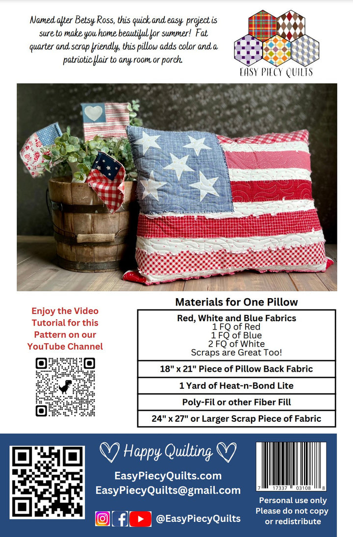 Betsy Quilted Pillow Pattern - Easy Piecy Quilts