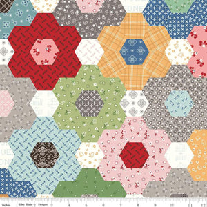 Calico Hexagon Flowers Cheater Fabric by Riley Blake - Easy Piecy Quilts