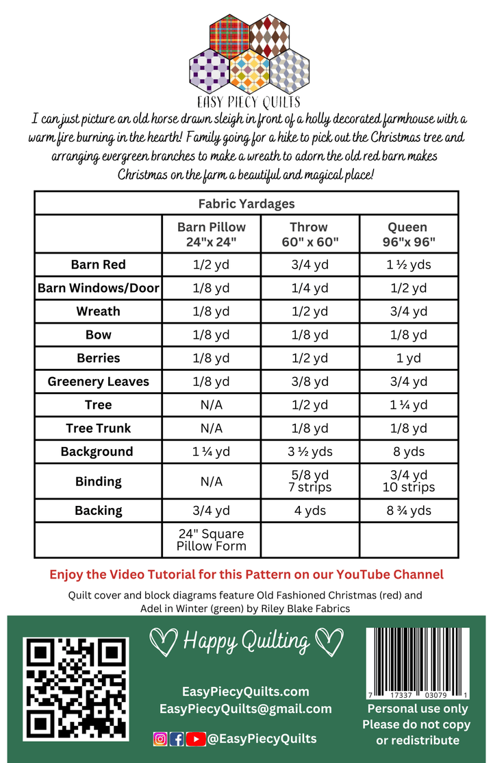 Christmas on the Farm Quilt Pattern - Easy Piecy Quilts