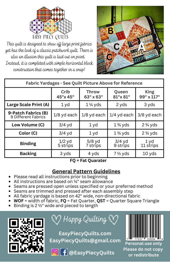 Fairfax Quilt Pattern - Easy Piecy Quilts