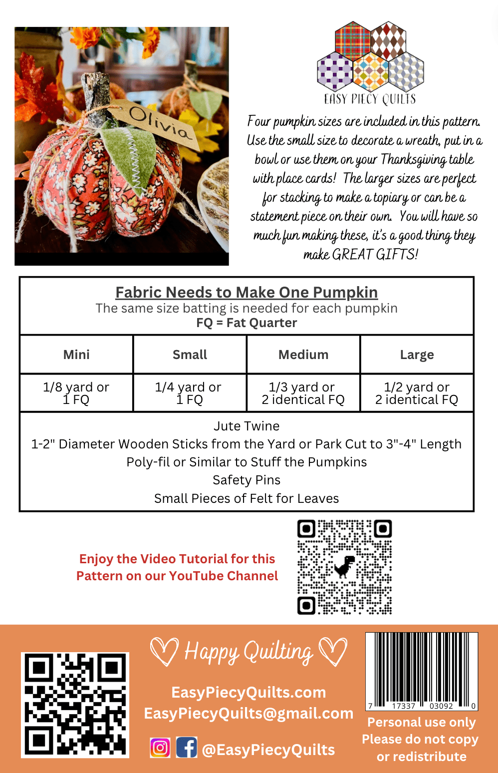 Fall Pattern Bundle - Easy Piecy Quilts