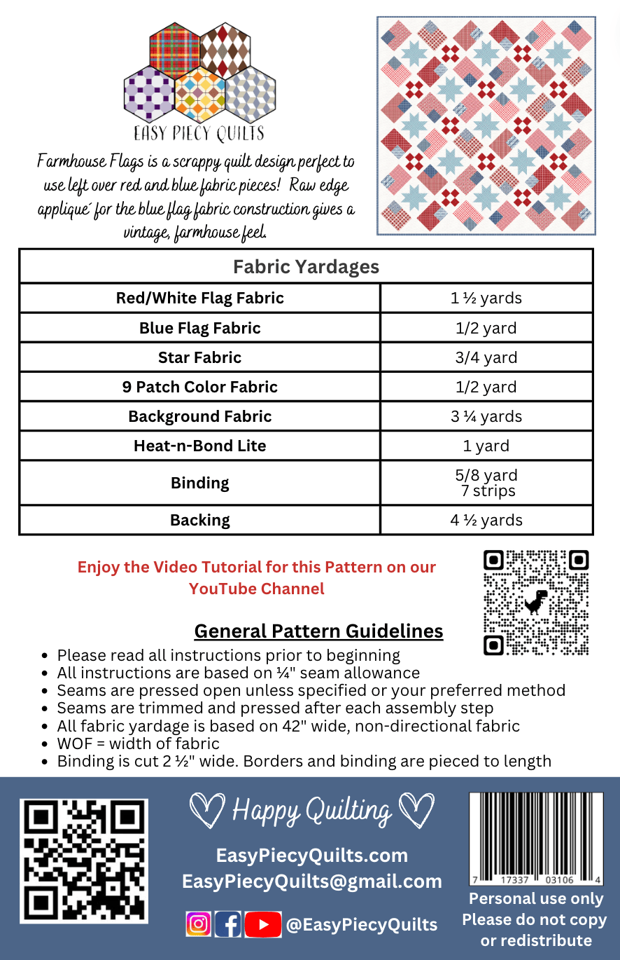Farmhouse Flags Quilt Pattern - Easy Piecy Quilts