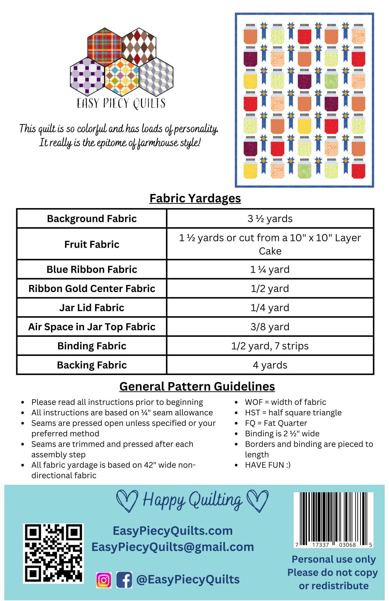 Farmhouse Quilt Pattern Set - Easy Piecy Quilts