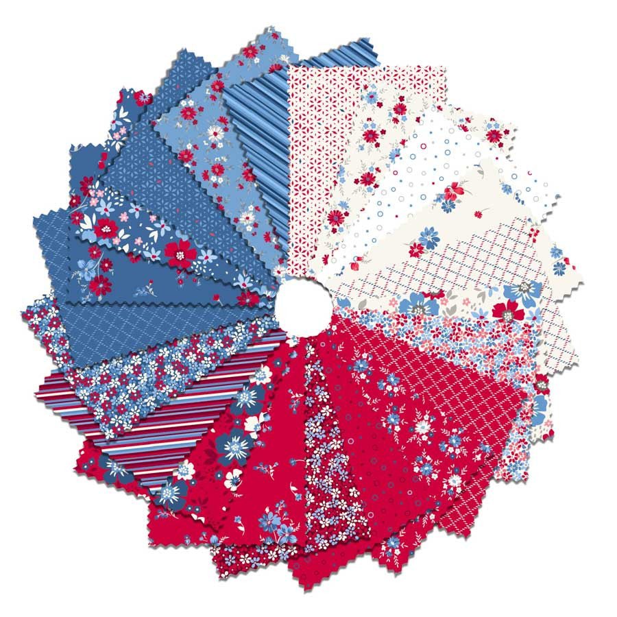 Front Porch Red, White and Blue FQ Bundle - Easy Piecy Quilts
