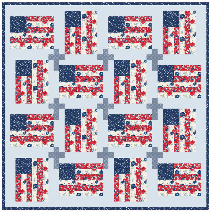 God And Country Quilt Pattern, Flag and Cross Pattern, Paper Print Version - Easy Piecy Quilts