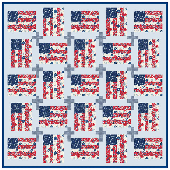 God And Country Quilt Pattern, Flag and Cross Pattern, Paper Print Version - Easy Piecy Quilts
