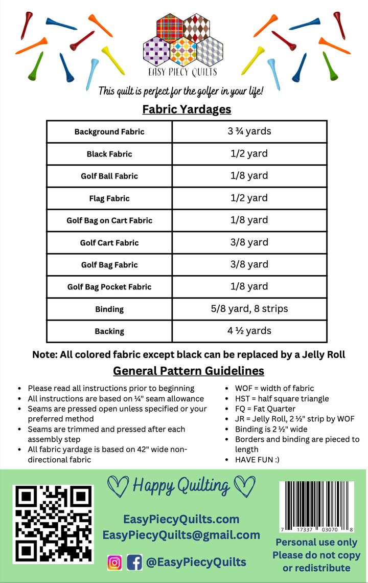 Golf Pattern Bundle - Easy Piecy Quilts