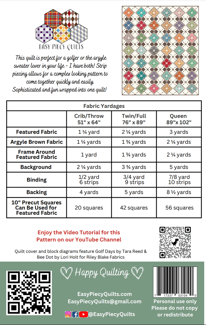 Golf Pattern Bundle - Easy Piecy Quilts