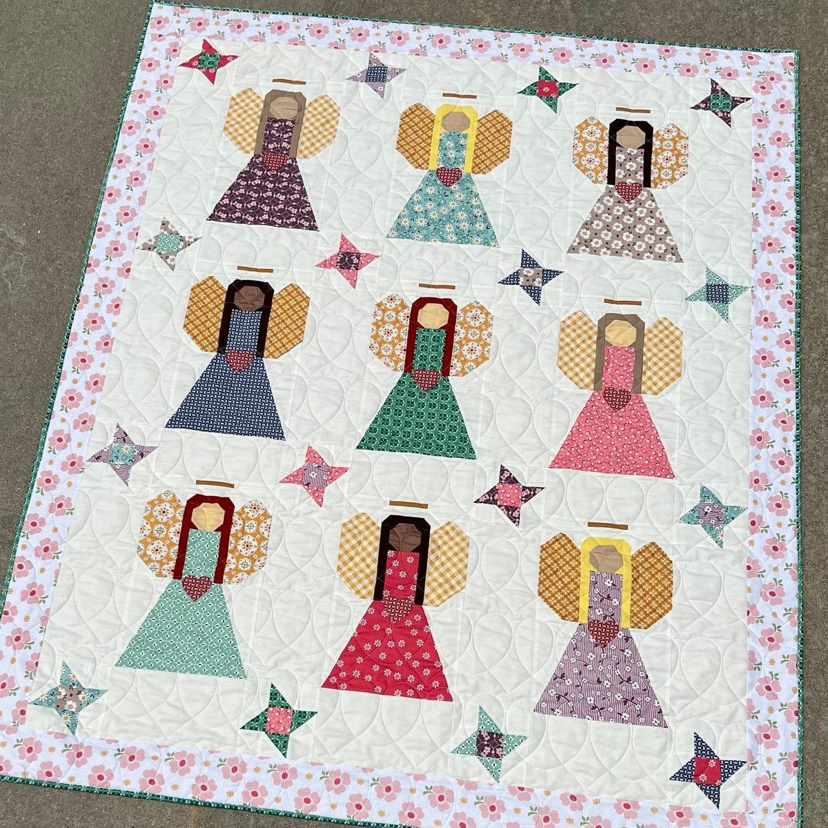 Guardian Angels Quilt Pattern, Paper Print Version Mailed - Easy Piecy Quilts