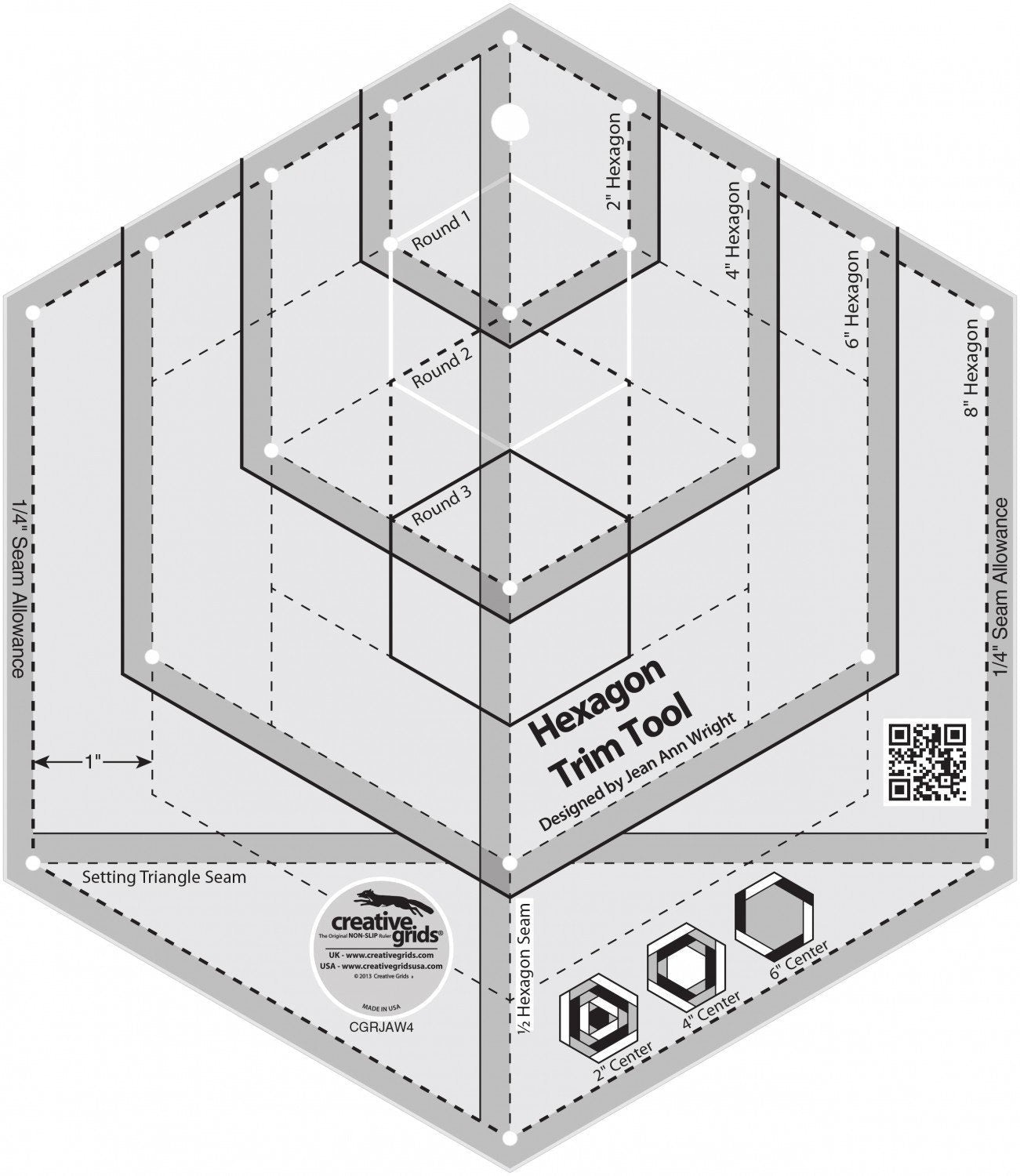 Hexagon Creative Grids Quilting Ruler - Easy Piecy Quilts