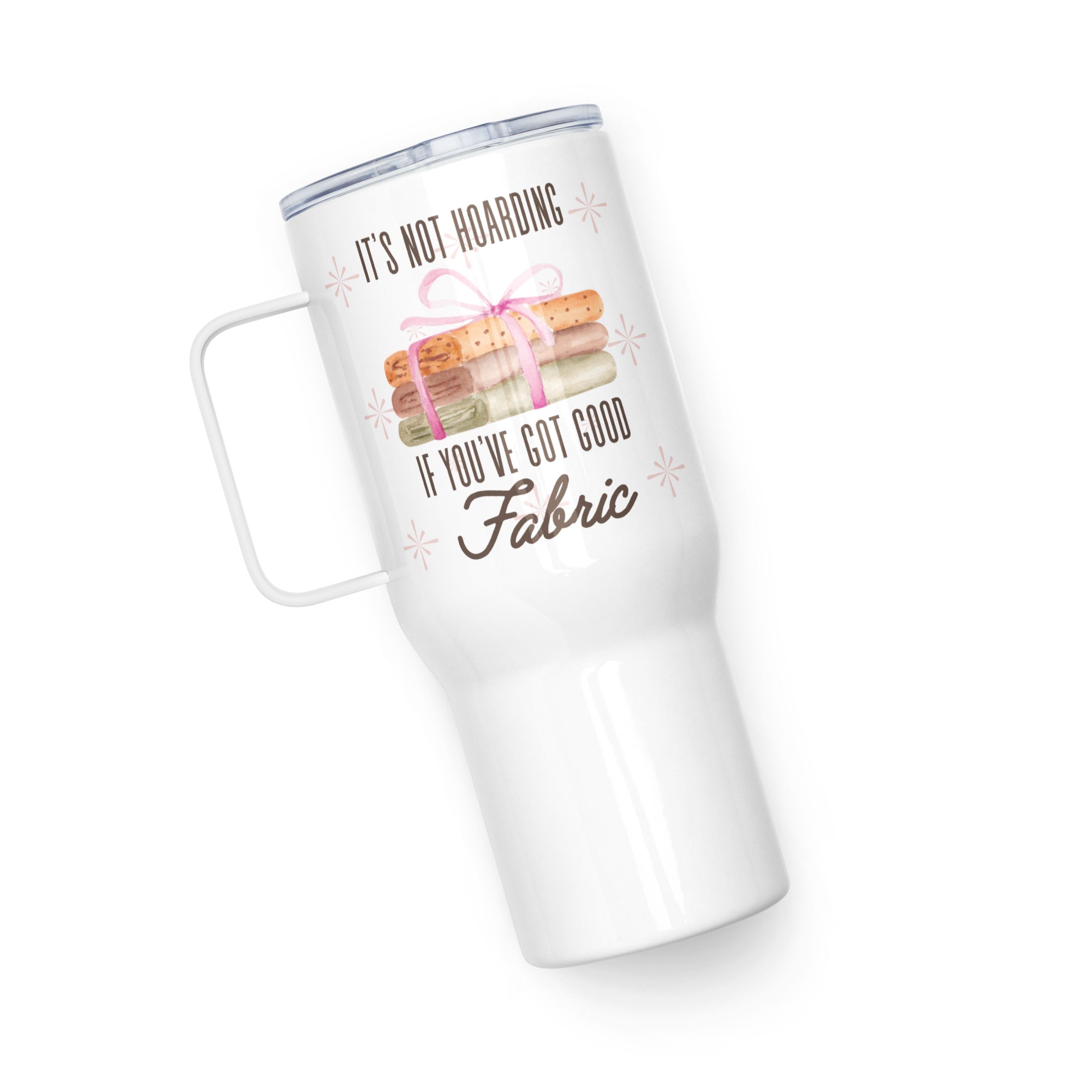 It's Not Hoarding Travel mug with a handle - Easy Piecy Quilts