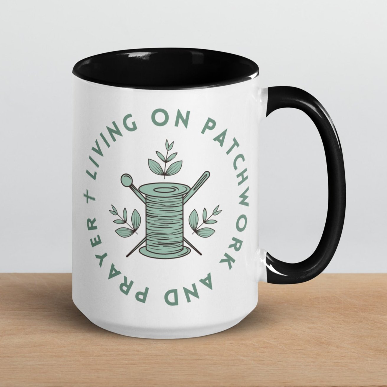 "Living on Patchwork and Prayer" Mug - Easy Piecy Quilts