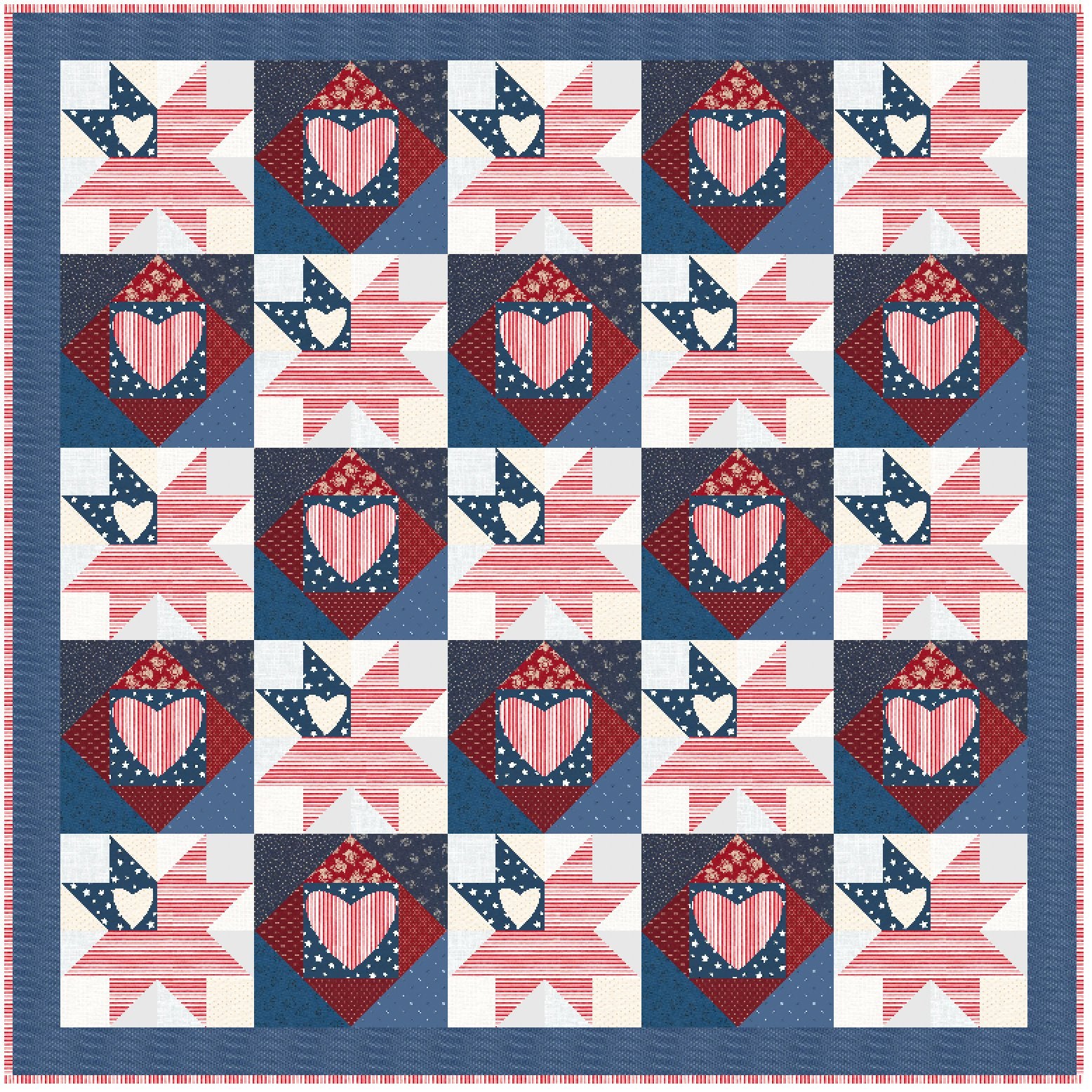Love of Liberty Quilt Pattern - Paper Print Version, Mailed - Easy Piecy Quilts