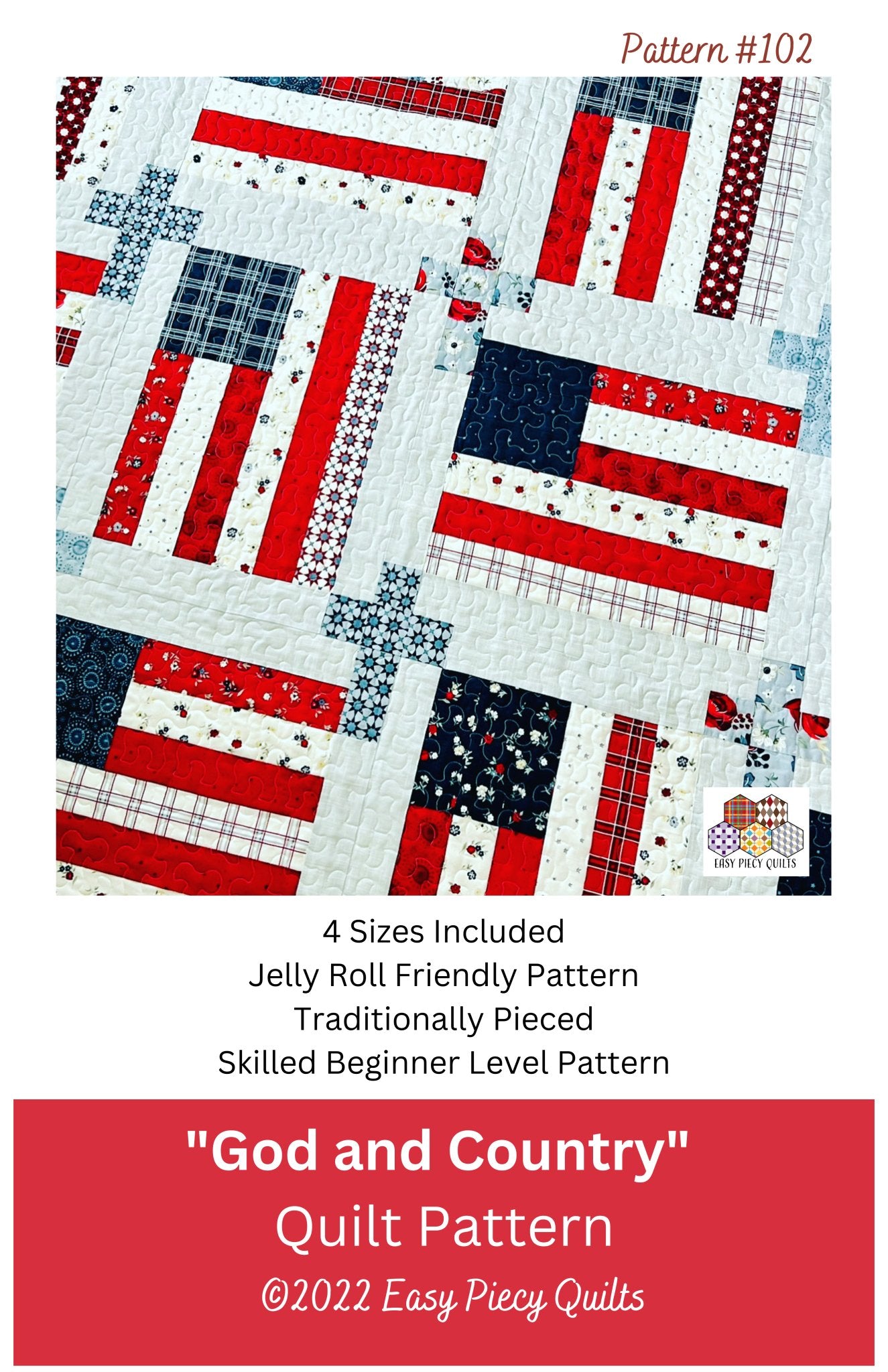 Patriotic Quilt Pattern Set - 3 Patterns Included – Easy Piecy Quilts patriotic-quilt-pattern-set-3-patterns-included-easy-piecy-quilts