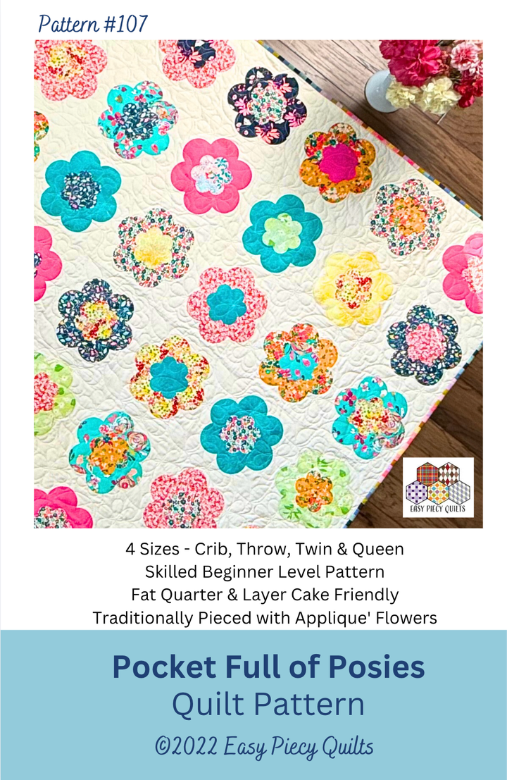 Pocket Full of Posies Pattern, PDF - Easy Piecy Quilts