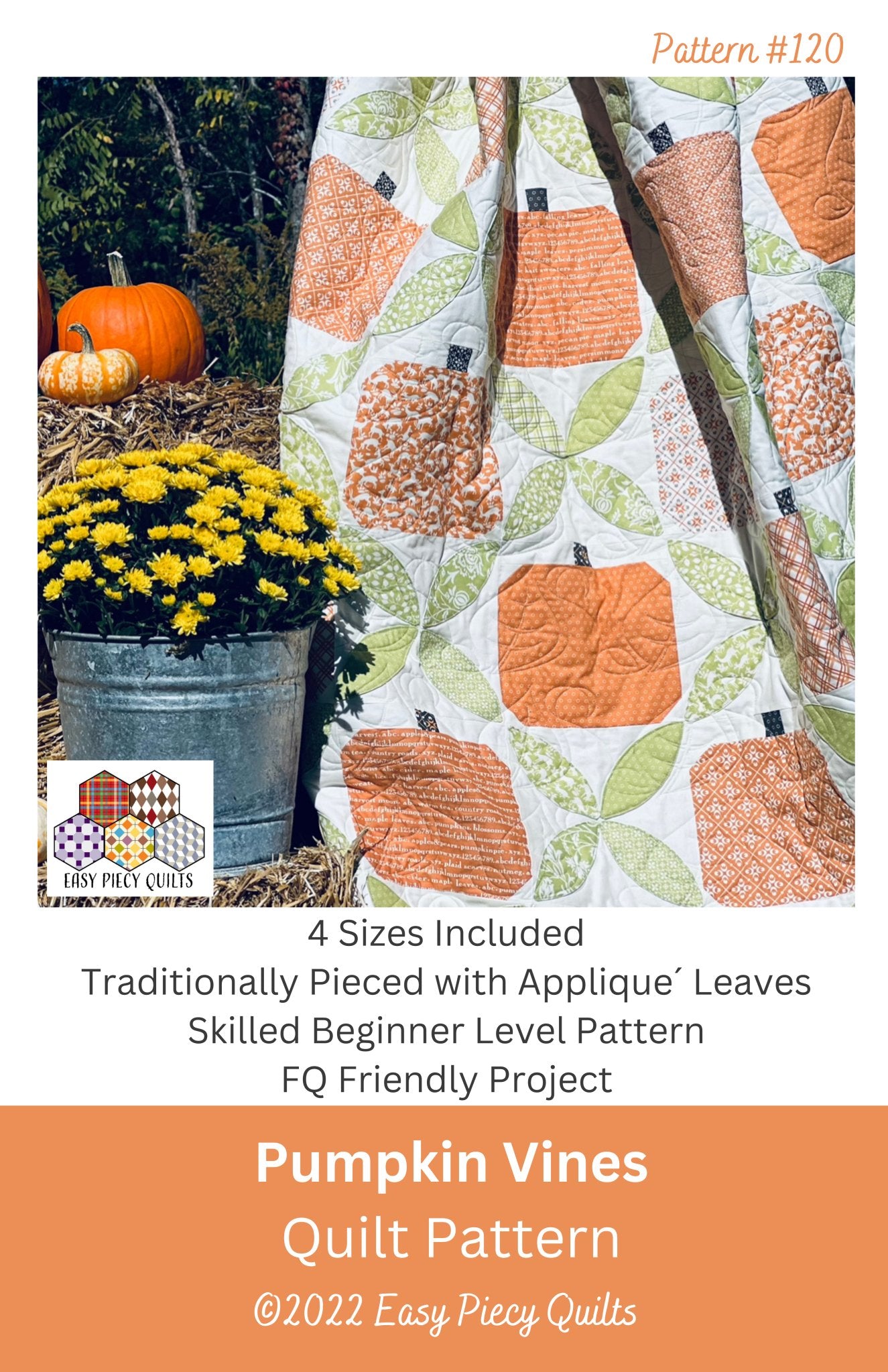 Pumpkin Vines Quilt Pattern - Easy Piecy Quilts