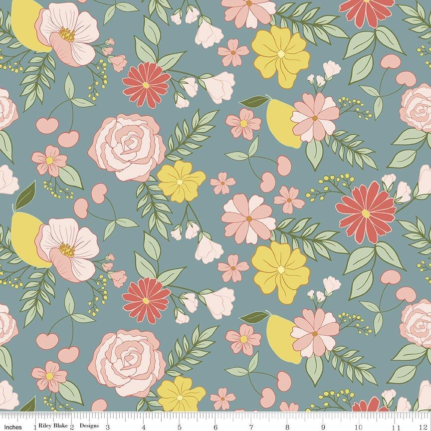 Reflections Teal Floral from Riley Blake - Easy Piecy Quilts