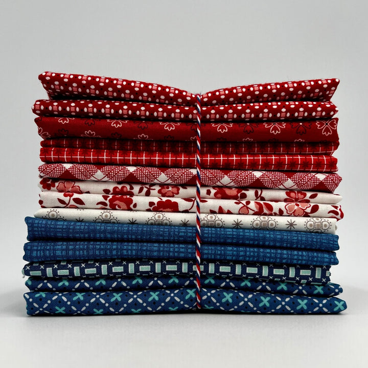 Riley Blake Red, White and Blue 9pc 1/2 Yard Cuts Bundle - Easy Piecy Quilts
