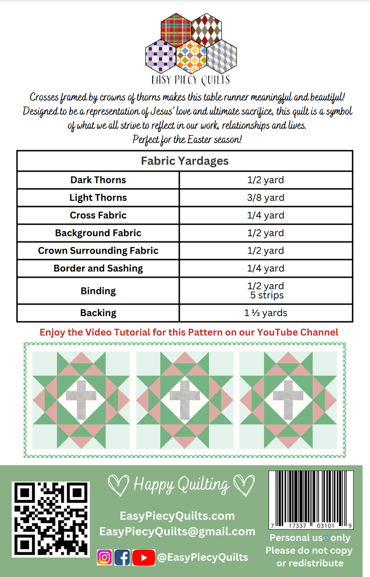 Rugged Cross Pattern Set - Easy Piecy Quilts