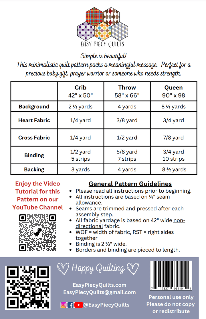 Simple Faith Quilt Pattern - Easy Piecy Quilts