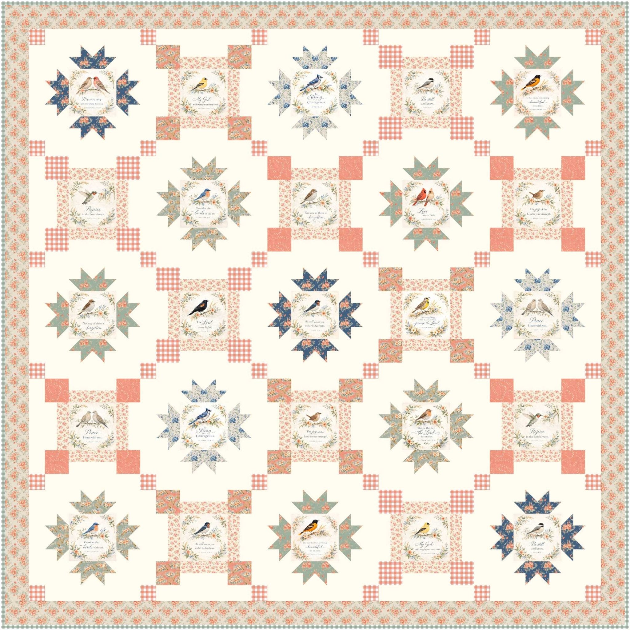 Songbirds & Scripture Quilt Kit - Easy Piecy Quilts