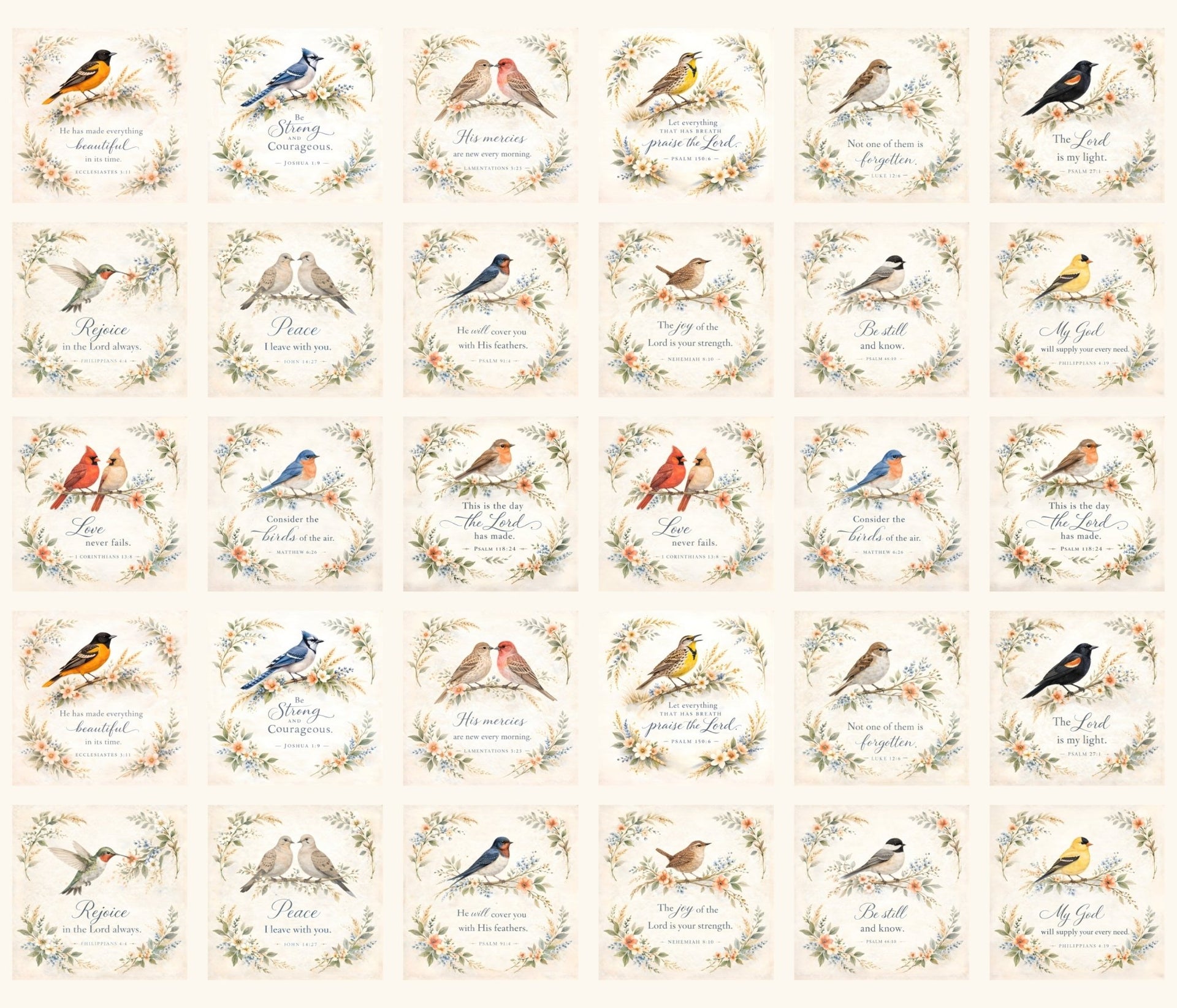 Songbirds & Scriptures Fabric Panel - Easy Piecy Quilts