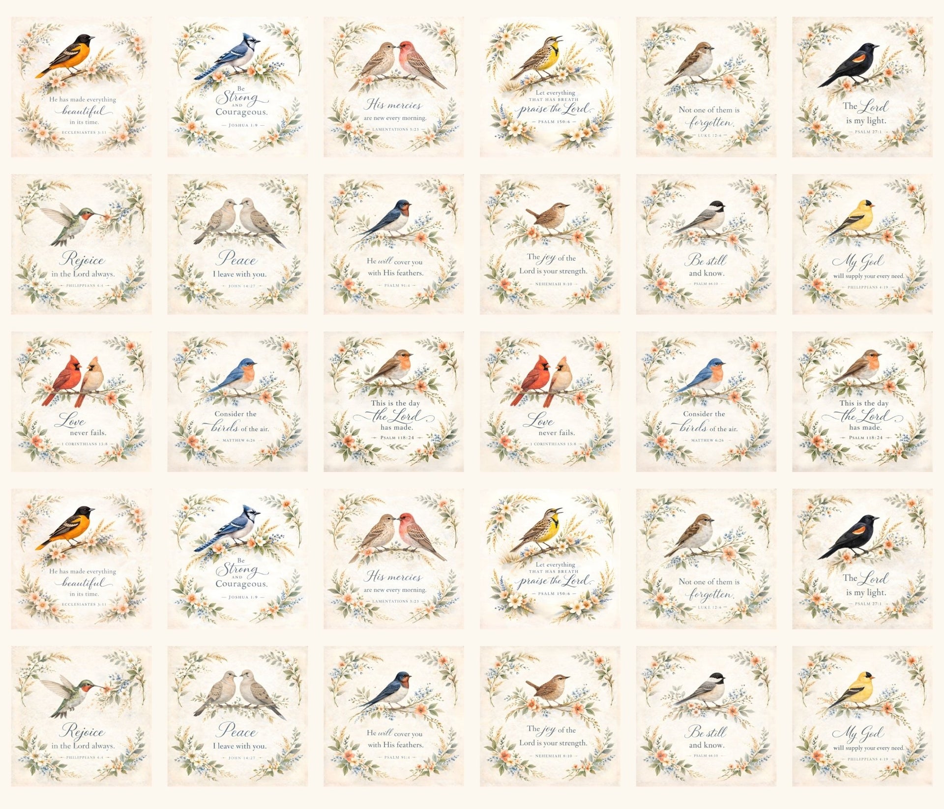 Songbirds & Scriptures Fabric Panel - Easy Piecy Quilts