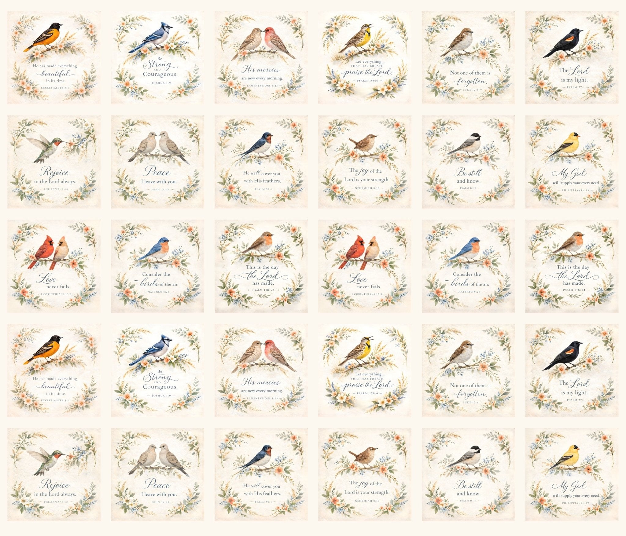 Songbirds & Scriptures Fabric Panel - Easy Piecy Quilts
