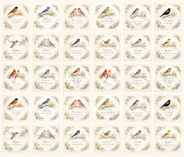 Songbirds & Scriptures Fabric Panel - Easy Piecy Quilts