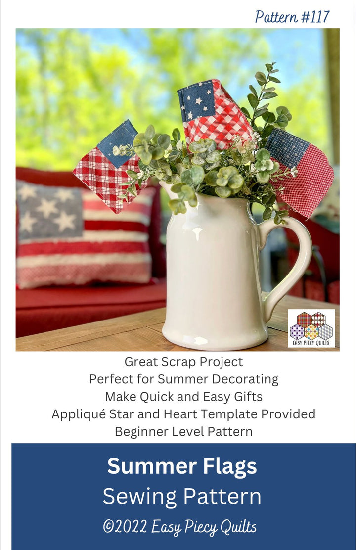 Summer Flags Sewing Pattern - Paper Print Pattern, Mailed - Easy Piecy Quilts