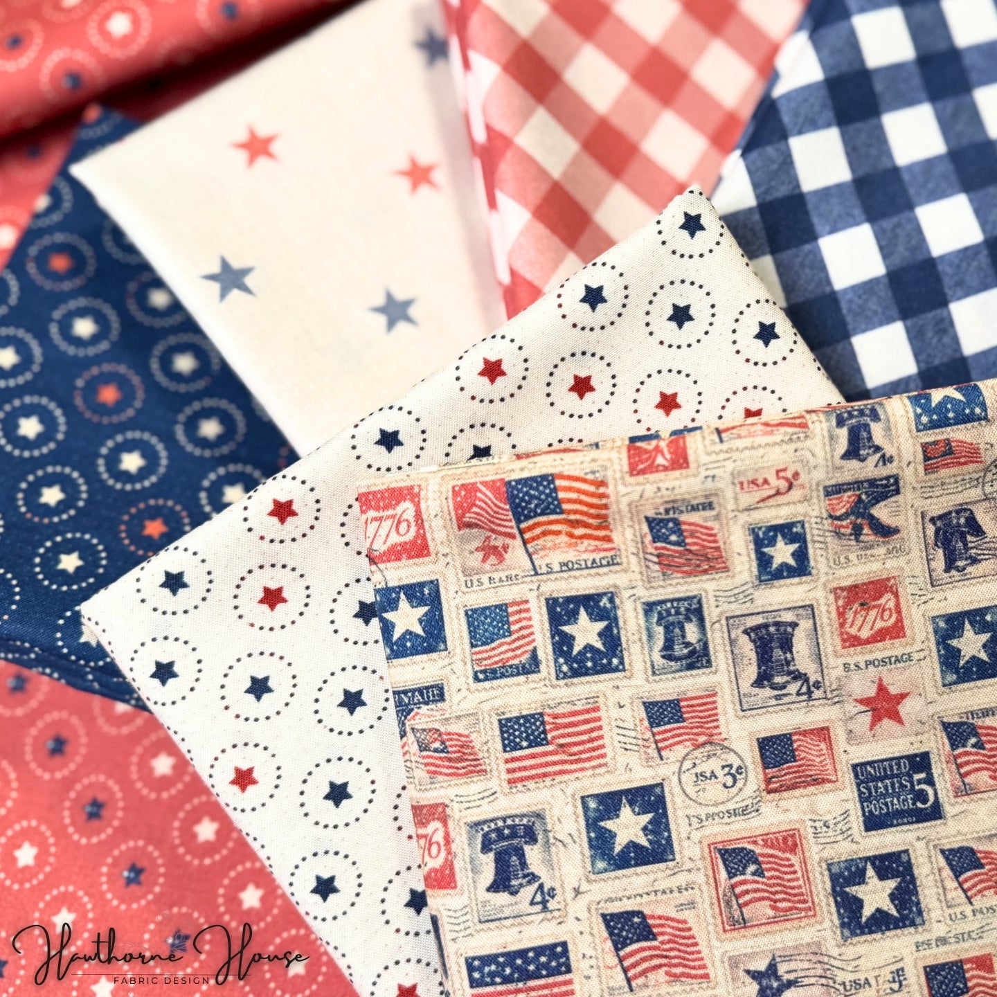 Vintage Stamps Fabric Bundle - Easy Piecy Quilts