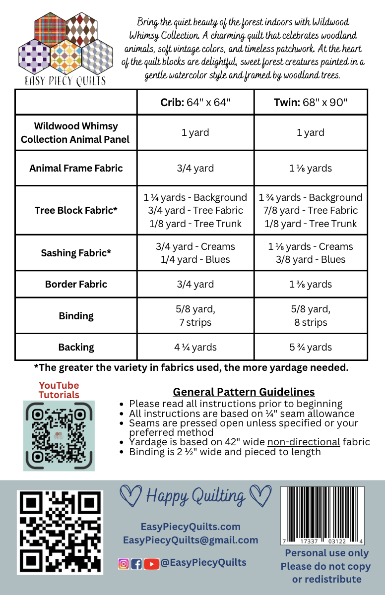 Wildwood Whimsy Forrest Quilt Pattern - Easy Piecy Quilts