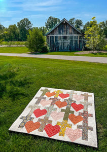 "Yes He Loves Me" Crosses and Hearts Quilt Pattern Paper Print Version - Easy Piecy Quilts