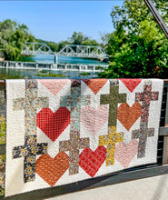 Load image into Gallery viewer, &quot;Yes He Loves Me&quot; Crosses and Hearts Quilt Pattern Paper Print Version - Easy Piecy Quilts
