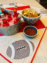 Load image into Gallery viewer, Football Table Topper or Lap Quilt Pattern - Paper Print Version
