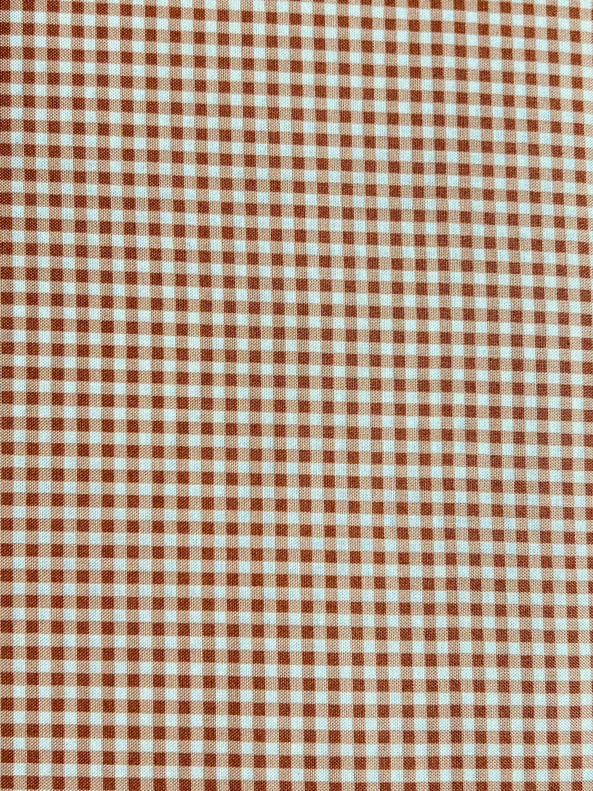Orange and White Small Check Fabric